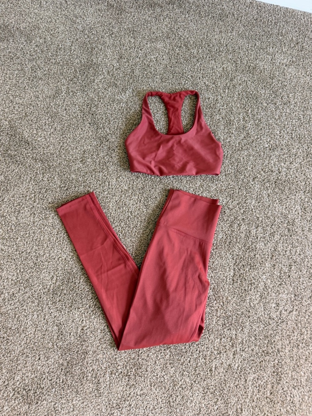 Beach Riot Seamless Shimmer Sports Bra and Leggings Set - Red